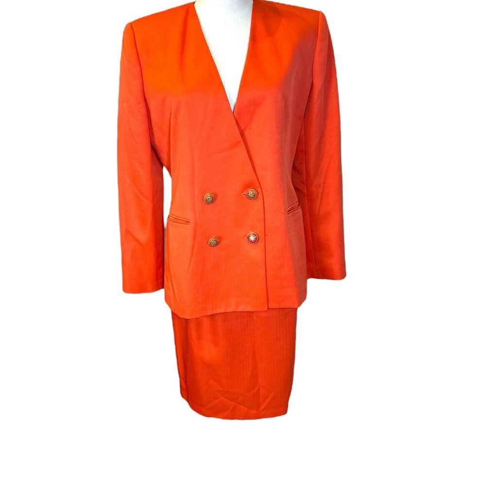 Gilmor size 8 vintage coral orange double breasted‎ skirt set